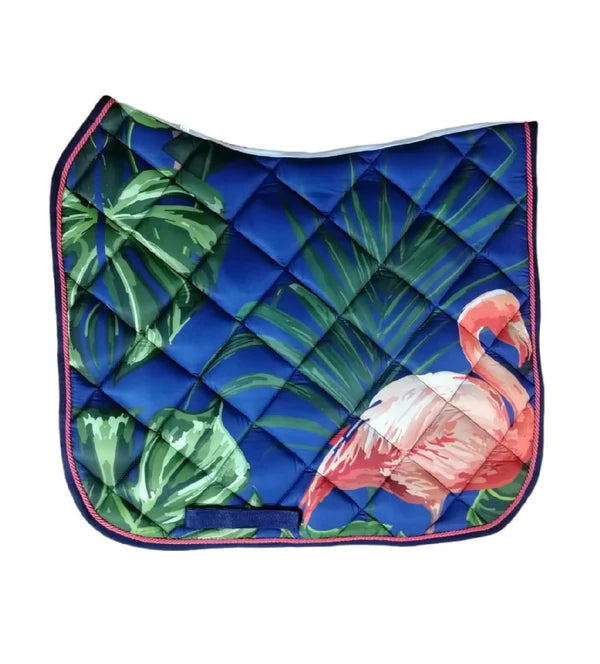 Flamingo on Blue Dressage Pad